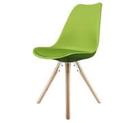 Fusion Living Soho Green Plastic Dining Chair With Pyramid Light Wood Legs