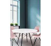 Fusion Living Soho Large White Circular Dining Table With Black Wood Legs White One Size