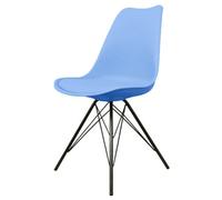 Fusion Living Soho Light Blue Plastic Dining Chair With Black Metal Legs