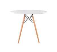 Fusion Living Soho Medium White Circular Dining Table With Beech Wood Legs