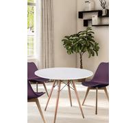 Soho Medium White Circular Dining Table with Beech Wood Legs Fusion Living White One Size