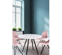 Fusion Living Soho Medium White Circular Dining Table With Black Wood Legs White One Size