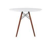 Fusion Living Soho Medium White Circular Dining Table With Walnut Wood Legs