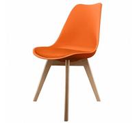 Fusion Living Soho Orange Plastic Dining Chair With Squared Light Wood Legs