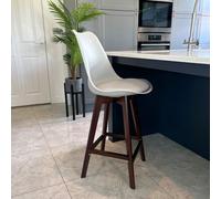 Soho Plastic Bar Stool with Dark Wood Legs Fusion Living Light Grey One Size