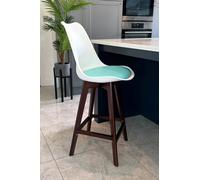 Fusion Living Soho Plastic Bar Stool With Dark Wood Legs In Aqua Aqua One Size