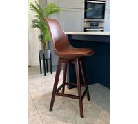 Fusion Living Soho Plastic Bar Stool With Dark Wood Legs In Chocolate Chocolate