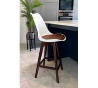 Fusion Living Soho Plastic Bar Stool With Dark Wood Legs In Chocolate Chocolate One Size