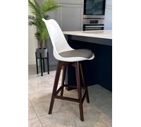 Fusion Living Soho Plastic Bar Stool With Dark Wood Legs In Dark Grey Dark Grey