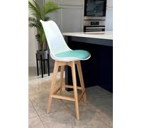 Fusion Living Soho Plastic Bar Stool With Light Wood Legs In Aqua Aqua One Size
