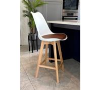 Fusion Living Soho Plastic Bar Stool With Light Wood Legs In Chocolate Chocolate One Size