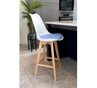 Fusion Living Soho Plastic Bar Stool With Light Wood Legs In Light Blue Light Blue