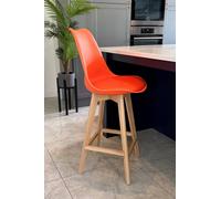 Fusion Living Soho Plastic Bar Stool With Light Wood Legs Orange, Orange