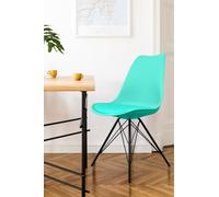 Soho Plastic Dining Chair with Black Metal Legs Fusion Living Aqua One Size