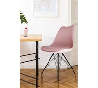 Fusion Living Soho Plastic Dining Chair With Black Metal Legs Blush Pink