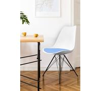 Fusion Living Soho Plastic Dining Chair With Black Metal Legs In Light Blue Light Blue