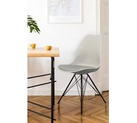 Fusion Living Soho Plastic Dining Chair With Black Metal Legs Light Grey