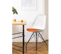 Fusion Living Soho Plastic Dining Chair With Black Metal Legs White & Orange