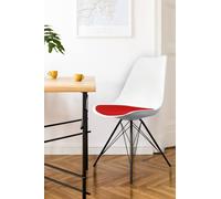 Fusion Living Soho Plastic Dining Chair With Black Metal Legs White & Red
