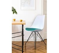 Fusion Living Soho Plastic Dining Chair With Black Metal Legs White Teal