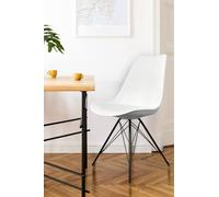 Fusion Living Soho Plastic Dining Chair With Black Metal Legs In White White One Size