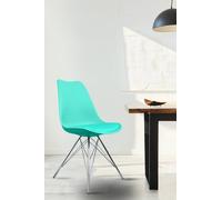 Fusion Living Soho Plastic Dining Chair With Chrome Metal Legs Aqua
