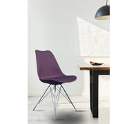 Fusion Living Soho Plastic Dining Chair With Chrome Metal Legs In Aubergine Aubergine