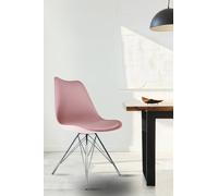 Soho Plastic Dining Chair with Chrome Metal Legs Fusion Living Dusty Pink One Size