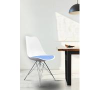 Fusion Living Soho Plastic Dining Chair With Chrome Metal Legs In Light Blue Light Blue