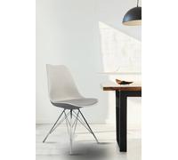 Fusion Living Soho Plastic Dining Chair With Chrome Metal Legs In Light Grey Light Grey One Size
