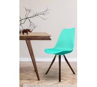 Soho Plastic Dining Chair with Pyramid Dark Wood Legs Fusion Living Aqua One Size
