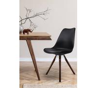 Fusion Living Soho Plastic Dining Chair With Pyramid Dark Wood Legs In Black Black One Size
