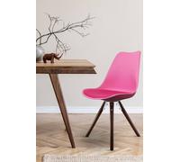 Fusion Living Soho Plastic Dining Chair With Pyramid Dark Wood Legs In Bright Pink Bright Pink One Size