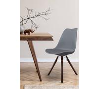 Fusion Living Soho Plastic Dining Chair With Pyramid Dark Wood Legs In Dark Grey Dark Grey One Size
