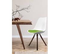 Fusion Living Soho Plastic Dining Chair With Pyramid Dark Wood Legs White & Green