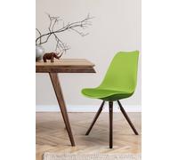 Fusion Living Soho Plastic Dining Chair With Pyramid Dark Wood Legs Green, Green