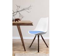 Fusion Living Soho Plastic Dining Chair With Pyramid Dark Wood Legs In Light Blue Light Blue