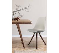 Fusion Living Soho Plastic Dining Chair With Pyramid Dark Wood Legs Light Grey