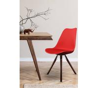 Fusion Living Soho Plastic Dining Chair With Pyramid Dark Wood Legs Red