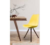 Fusion Living Soho Plastic Dining Chair With Pyramid Dark Wood Legs Yellow