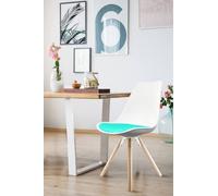 Fusion Living Soho Plastic Dining Chair With Pyramid Light Wood Legs In Aqua Aqua