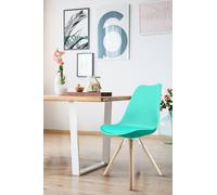 Fusion Living Soho Plastic Dining Chair With Pyramid Light Wood Legs In Aqua Aqua One Size