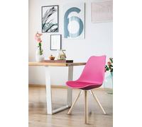 Fusion Living Soho Plastic Dining Chair With Pyramid Light Wood Legs In Bright Pink Bright Pink One Size