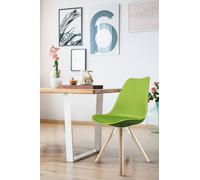 Fusion Living Soho Plastic Dining Chair With Pyramid Light Wood Legs In Green Green