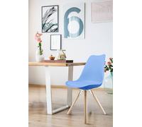 Fusion Living Soho Plastic Dining Chair With Pyramid Light Wood Legs In Light Blue Light Blue
