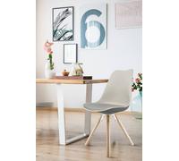 Fusion Living Soho Plastic Dining Chair With Pyramid Light Wood Legs In Light Grey Light Grey