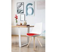Fusion Living Soho Plastic Dining Chair With Pyramid Light Wood Legs In Red Red