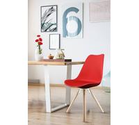 Fusion Living Soho Plastic Dining Chair With Pyramid Light Wood Legs In Red Red One Size