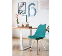Fusion Living Soho Plastic Dining Chair with Pyramid Light Wood Legs in Teal Fusion Living Teal