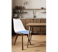 Fusion Living Soho Plastic Dining Chair With Squared Dark Wood Legs In Light Blue Light Blue